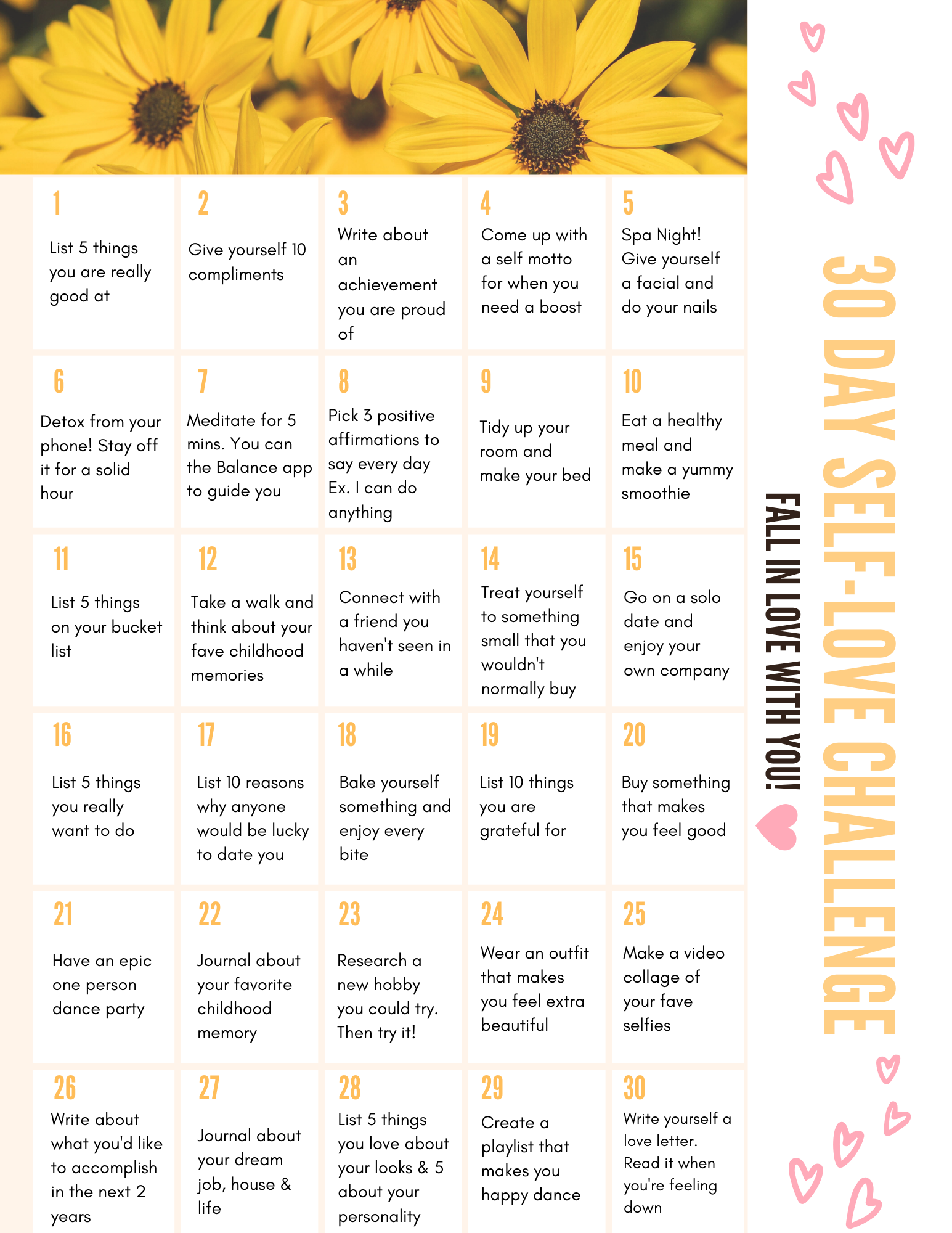 30 Day SelfLove Challenge to Fall in Love With You breathehustleglow